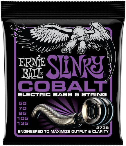 ERNIE BALL 2738 струны для 5-стр. бас-гитары Cobalt Bass Power Slinky (50-135)