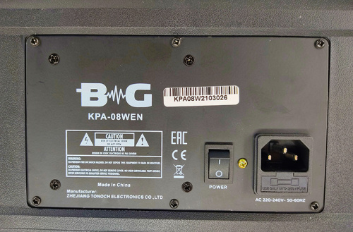 BG KPA-08WEN Акустическая система, переносная, аккумулятор, 60Вт, класс D, 8"+1", USB, MP3, SD, BT, Led подсветка фото 5