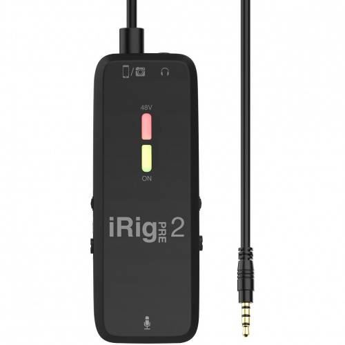 IK MULTIMEDIA iRig Pre 2 микрофонный интерфейс XLR и предусилитель для iOS, Android и цифровых фотоаппаратов. + 48V. Регулируемы
