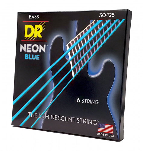 DR NBB6-30 HI-DEF NEON струны для 6-струнной бас гитары с люминесцентным покрытием синие 30 фото 2