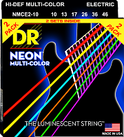DR NMCE-2/10 HI-DEF NEON струны для электрогитары с люминесцентным покрытием разноцветные 10 46
