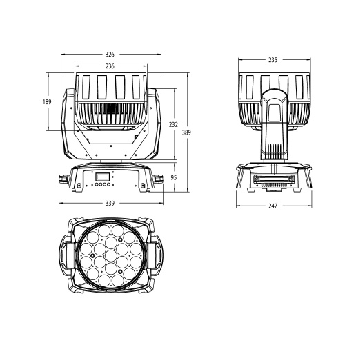 Involight LED MH1915W LED вращающаяся голова, 19x15 Вт RGBW (LED Engin), DMX-512 фото 3