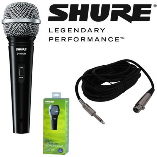 SHURE SV100-A микрофон динамический вокально-речевой с выключателем и кабелем (XLR-6.3 мм JACK), черный, серебристая сетка фото 7