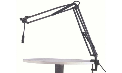 K&M 23850-321-55 микрофонная стойка со струбциной и микрофонным держателем (пантограф), длина 460-960 мм., цвет черный фото 2