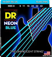 DR NBE-9 HI-DEF NEON струны для электрогитары с люминесцентным покрытием синие 9 42