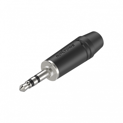 ROXTONE RMJ3PP-45-BN Разъем 3,5 мм, стерео, цинковый корпус, используется для кабеля до 4,5 мм. Цвет: черный Поставляется 1шт. в индивидуальной упаков