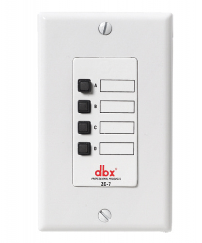 dbx ZC-7 настенный контроллер. 4-кнопочный выбор источника, зоны и т д. Подключение Cat5, 2xRJ45