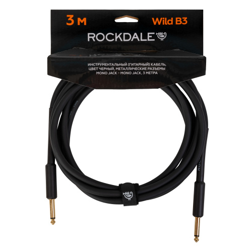 ROCKDALE Wild B3 инструментальный (гитарный) кабель, цвет черный, металлические разъемы mono jack - mono jack, 3 метра