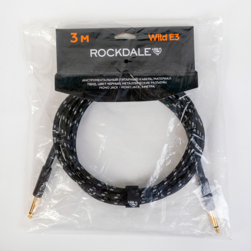 ROCKDALE Wild E3 инструментальный (гитарный) кабель, материал твид, цвет черный, металлические разъемы mono jack - mono jack, 3 фото 6
