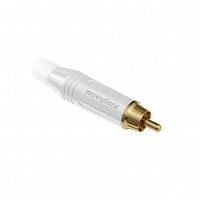 Amphenol ACPR-WHT RCA штекер на кабель диаметром до 6 мм, позолоченные контакты, белая маркировка
