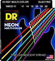 DR NMCE-11 HI-DEF NEON струны для электрогитары с люминесцентным покрытием разноцветные 11 50