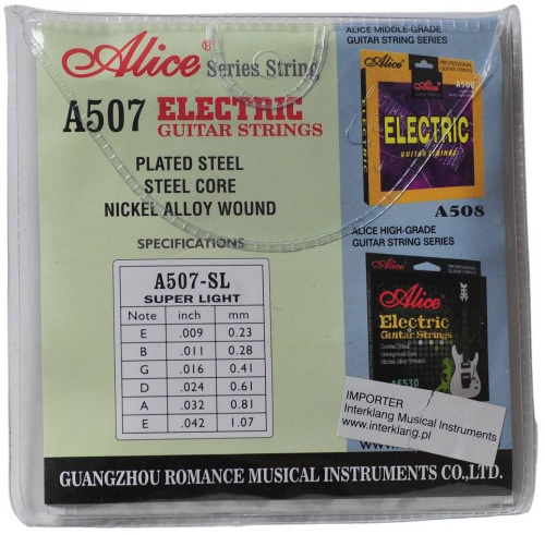 Alice A507-SL Струны для электрогитары, Nickel alloy, Super Light tension, 9-42 фото 2