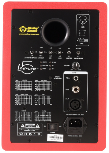 Monkey Banana Lemur5 red Моделирующий студийный монитор, диффузор 5,25', материал диффузора: кевлар, материал твиттера: алюминий фото 3