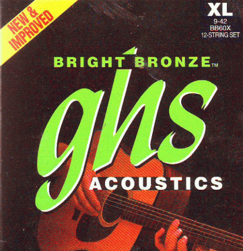 GHS BB60X Струны для акустической гитары 12 струн, бронза (9-9-12-12-15-08-26-11-34-14-42-22)