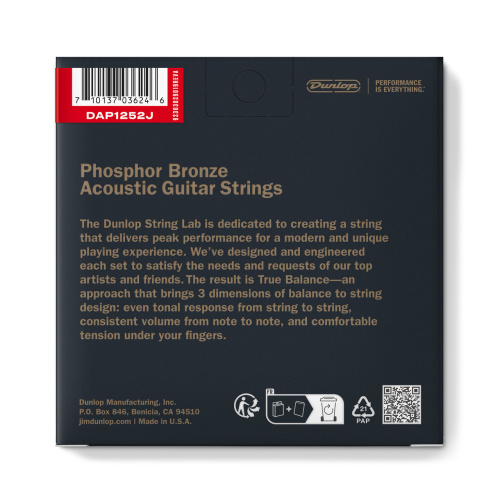 Dunlop DAP1252J струны для 12-ти струнной акустической гитары Phosphor Bronze 12-52 фото 2