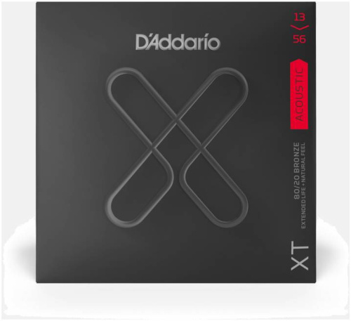 D'ADDARIO XTABR1356 SET ACOUS XT 80/20 MEDIUM струны с покрытием XT для акустической гитары, 13-56 фото 3
