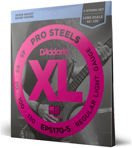 D'Addario EPS170-5 Струны для пятиструнной бас-гитары Pro Steels round 45-130