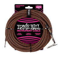 Ernie Ball 6064 кабель инструментальный, прямой / угловой джеки, 7,62 м, цвет чёрный с оранжевым
