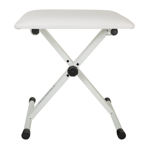 ROCKDALE Q-90 white стульчик для клавишника/пианиста складной конструкции, высота 44-51 см, сиденье 40х30 см, металл, белая