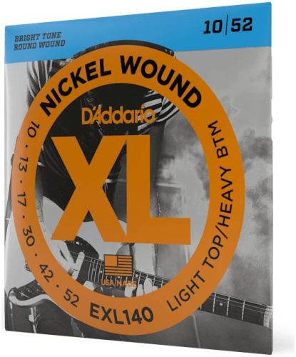 D'Addario EXL140 струны для электрогитары, Light/Heavy, никель, 10-52