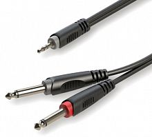 ROXTONE RAYC130/1 Аудио-кабель 4x8mm (2x1x014mm2) (3,5мм cтерео Jack 2 х 6,3мм моно Jack), 1 м.