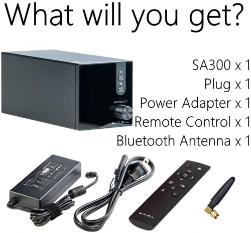 SMSL SA300 Black Усилитель. Входы: USB/RCA/Bluetooth. Коэффициент динамических искажений: 0.008%. Сигнал/шум:90дБ. Потребляемая мощность:35 В. В компл фото 2