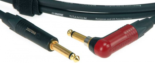 KLOTZ TIR-0600PSP готовый инструментальный кабель 6м, серия TITANIUM, джек моно Neutrik - джек моно Neutrik "silent" угловой, контакты позолочены, цве фото 2