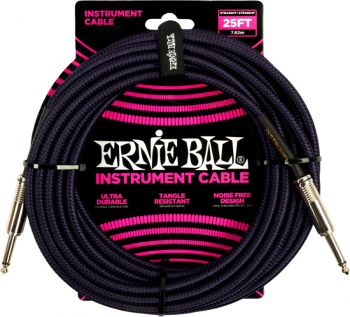 ERNIE BALL 6397 кабель инструментальный, прямой/угловой джеки, 7,62м, фиолетовый/черный фото 2