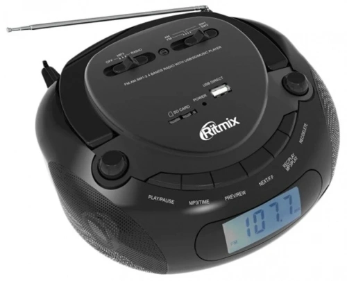 RITMIX RBB-030BT black 5 Вт * 2, FM/AM/SW 1-2 4 диапазонное радио, Bluetooth, дисплей, телескопическая антенна, воспроизведение с USB/SD, аудио формат фото 4