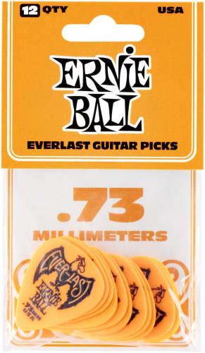Ernie Ball 9190 делриновый нескользящий медиатор Everlast, 0,73 мм, оранжевый, упаковка 12 шт. фото 2