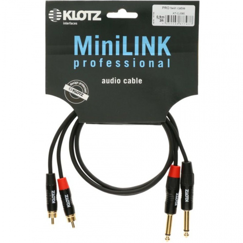 Klotz KT-CJ090 кабель межкомпонентный 2 RCA 2 JACK, 90см, позолоченные разъемы, металл