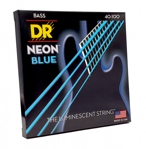 DR NBB-40 HI-DEF NEON струны для 4-струнной бас гитары с люминесцентным покрытием синие 40 100 фото 4