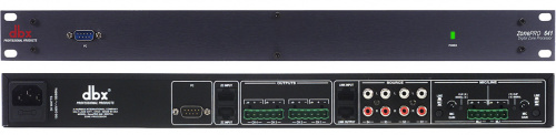 dbx 641 аудио процессор для многозонных систем. 6 входов - 2 балансных мик/лин Phoenix, 4 RCA, 4 балансных Phoenix выхода, управление - GUI интерфейс 