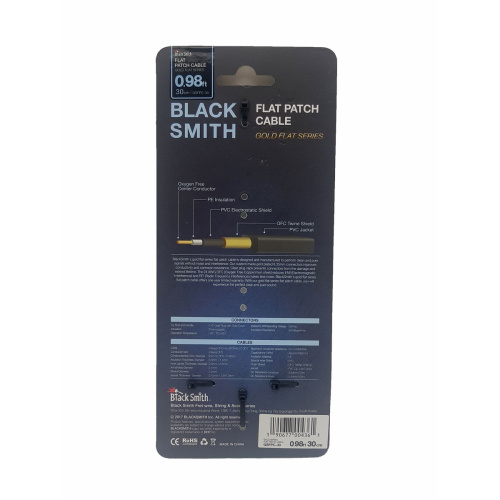 BlackSmith Patch Cable Gold Series 0.98ft GSPC-30 патч-кабель, 30 см, угл Jack + угл Jack, позол ко фото 4