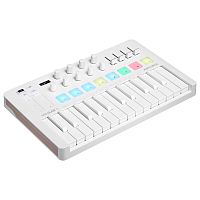 Arturia MiniLAB 3 Alpine White 25 клавишная MIDI-клавиатура пэд-контроллер, 9 регуляторов, 8 RGB пэдов, 8 фейдеров, дисплей, сенсорные регуляторы Pitc