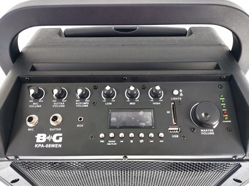 BG KPA-08WEN Акустическая система, переносная, аккумулятор, 60Вт, класс D, 8"+1", USB, MP3, SD, BT, Led подсветка фото 3