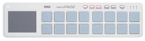 KORG NANOPAD2-WH портативный USB-MIDI-контроллер, 16 чувствительных к скорости нажатия пэдов, тачпэд, кнопки Hold, Gate Arp, Touch Scale, Key/Range, S фото 3