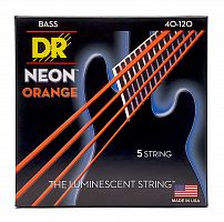 DR NOB5-40 HI-DEF NEON струны для 5-струнной бас гитары с люминесцентным покрытием оранжевые 4