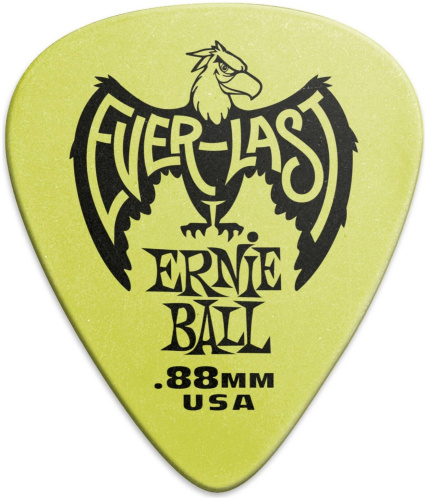 Ernie Ball 9191 медиатор. Толстый/0,88мм/Зеленый цвет/Светится в темноте/12 шт.в уп./цена за упак.