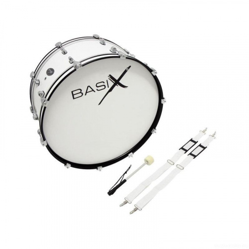 BASIX Маршевый бас-барабан 24 x 10" (белый). Ремни и колотушка в комплекте (F893120)