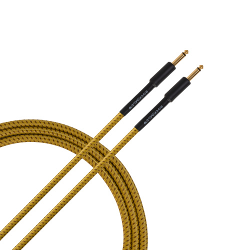 ROCKDALE Wild EY3 инструментальный (гитарный) кабель, материал твид, цвет желтый, металлические разъемы mono jack - mono jack, 3 фото 5