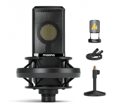 Maono AU-PM500Т микрофон студийный, конденсаторный кардиоидный. Держатель, подставка, поп-фильтр,XLR