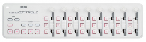 KORG NANOKONTROL2-WH портативный USB-MIDI-контроллер, 8 фейдеров, 8 регуляторов, 24 кнопки, транспортные кнопки, кнопки Cycle, Marker, Track, разъём m