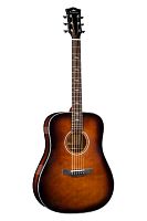 KEPMA F1-D Cherry Sunburst акустическая гитара, цвет вишневый санберст, в комплекте чехол