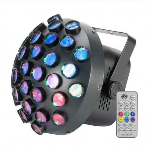 American DJ Contour светоэффект, полусфера с 36 линзами со светодиодами 27x 1.5Вт RGB 3-в-1. Угол луса 25градусов. 2 DMX канала, звуковая активация, а