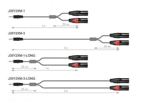 AuraSonics J35Y2XM-1-LONG Y-кабель jack 3.5 — 2 x XLR, 1м фото 2