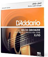 D'Addario EJ10 струны для акустической гитары бронза 80/20, Extra Light 10-47