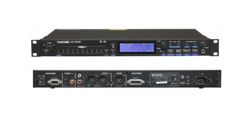 Tascam CD-500B CD плеер Wav/MP3, RCA /XLR/SPDIF+ AES/EBU, CD-Text, Anti-shock, pitch 16%, 1U, пульт ДУ, 15-контактный D-sub