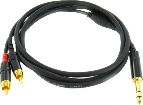 Cordial CFY 1,5 VCC кабель Y-адаптер джек стерео 6,3 мм/2xRCA, 1,5 м, черный