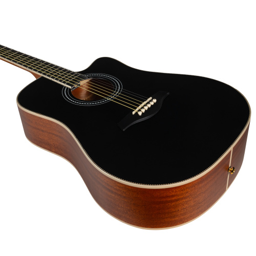 ROCKDALE Aurora D7 C BK Satin Акустическая гитара Форма корпуса Dreadnought с вырезом. Цвет черный. Сатиновое покрытие. Верхняя дека из ели. Нижняя де фото 6